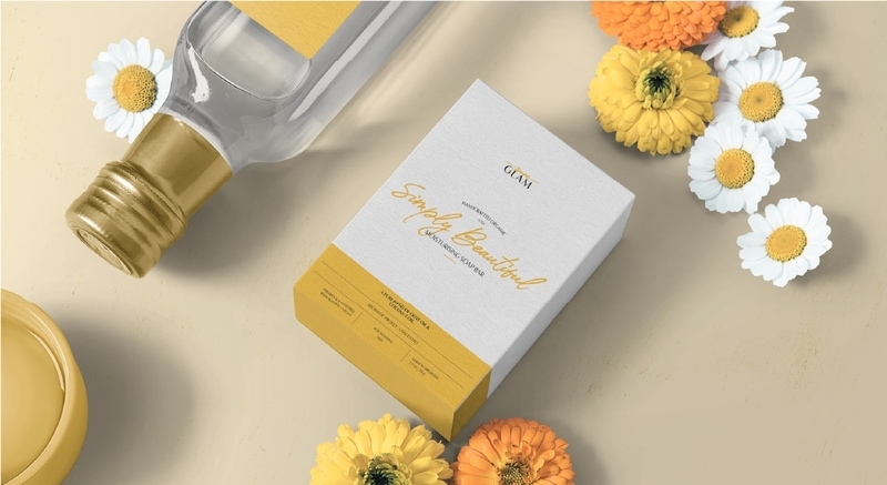 Pure Glam packaging design close-up