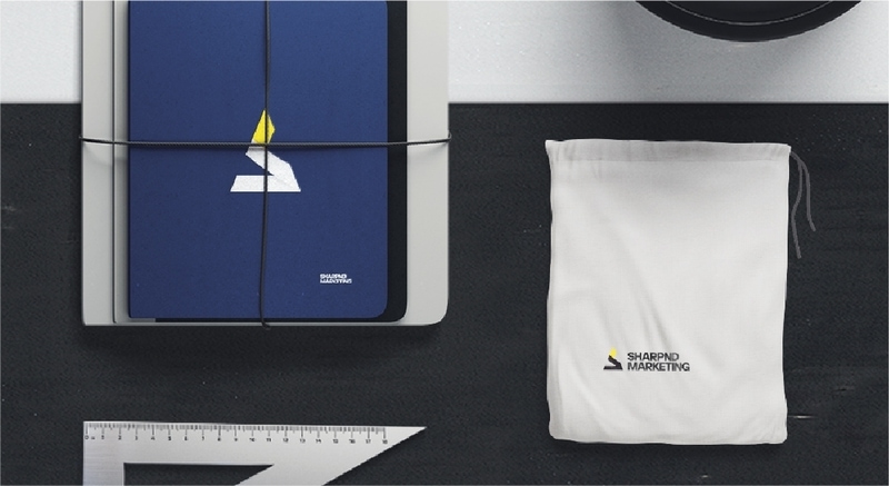 Sharpnd Marketing brand application on stationery and materials